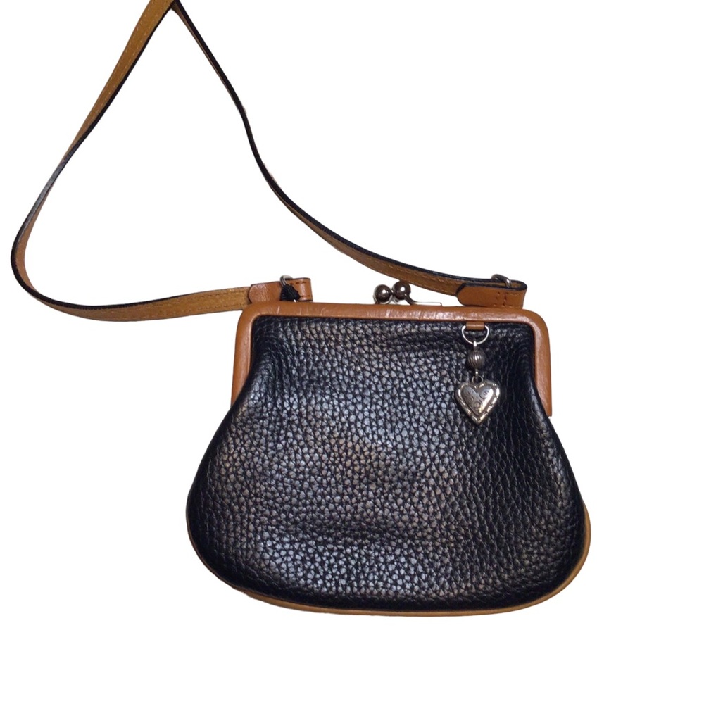 Brighton Black & Tan Leather Mini Crossbody Purse